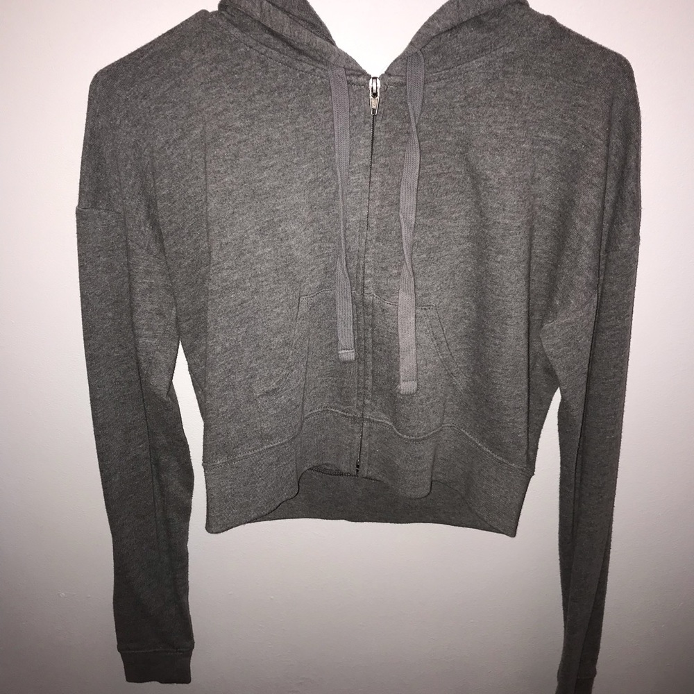 Grey Cropped Hoodie